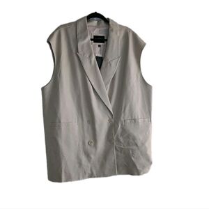 Eloquii Light Beige Blazer Vest Faux Leather